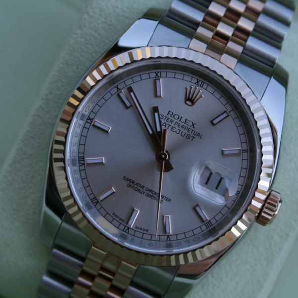 FS: Rolex Rose Gold Steel 116231 Jubilee band Fluted bezel Silver ...