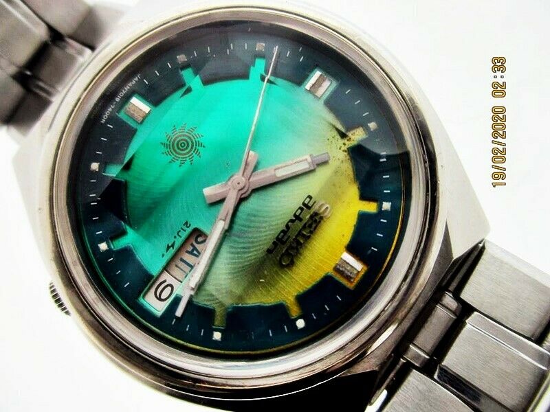 VINTAGE SEIKO ADVAN 7019 7290 GREEN DIAL AUTO # 425291 DAY DATE