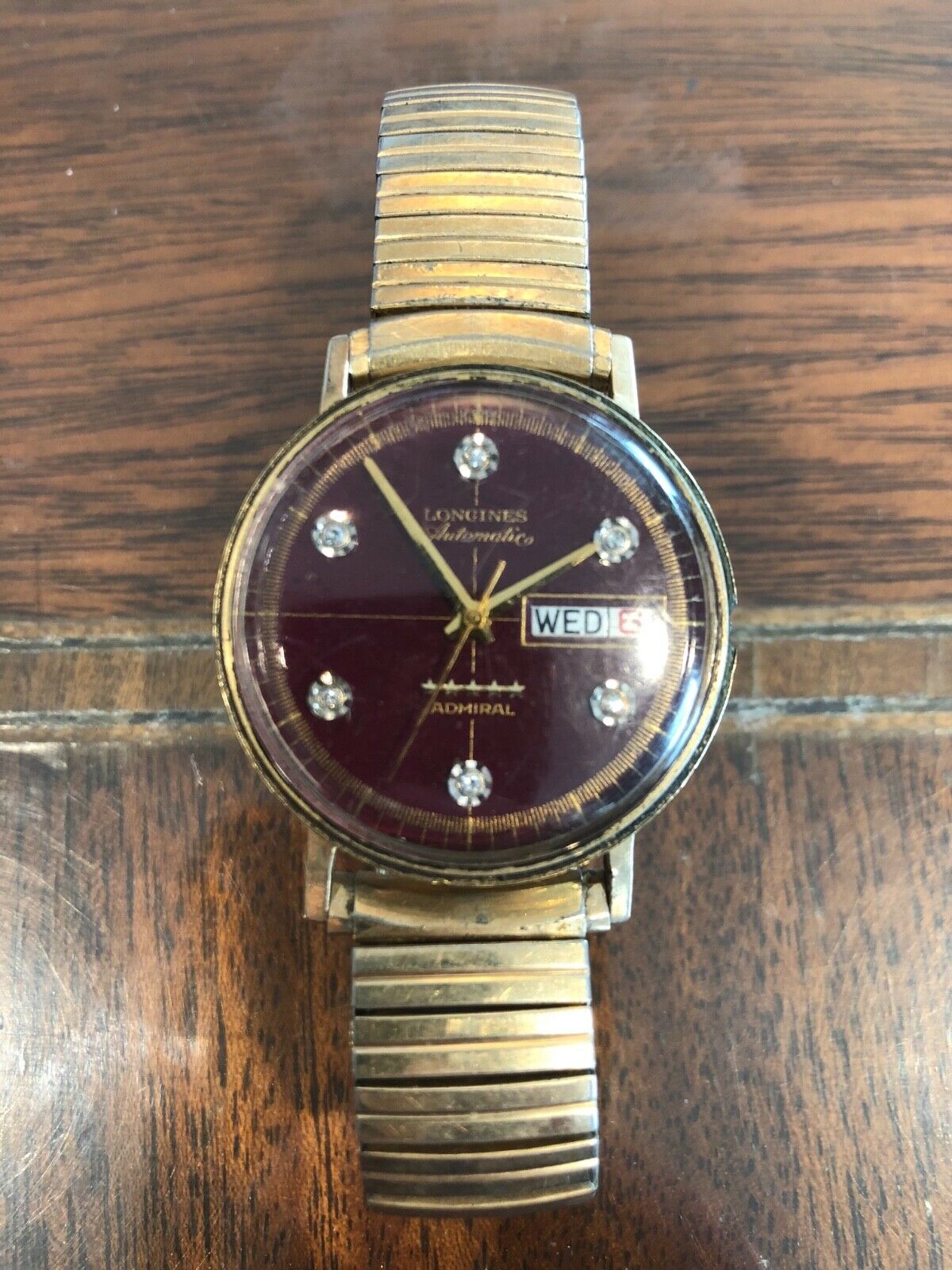 Rare Vintage Longines Admiral Automatic 5 Star 10Kgf 6 diamond