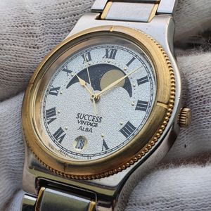 Seiko Alba V806-0150 Small Second Sun Moon Two-Tone Qz  display picture 3