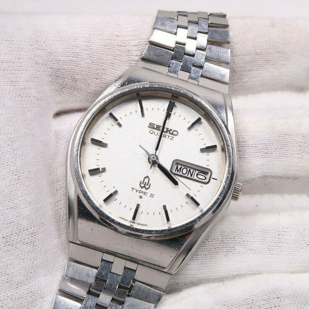 VINTAGE SEIKO QUARTZ TYPE 2 7546-8080 FOR PARTS OR REPAIR Mens
