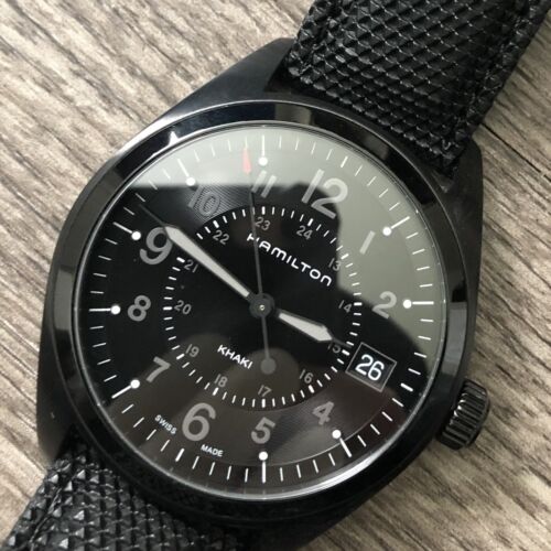 Hamilton Khaki BLACK Field Quartz 40mm H68401735 H684010 Men s Watch WatchCharts Marketplace