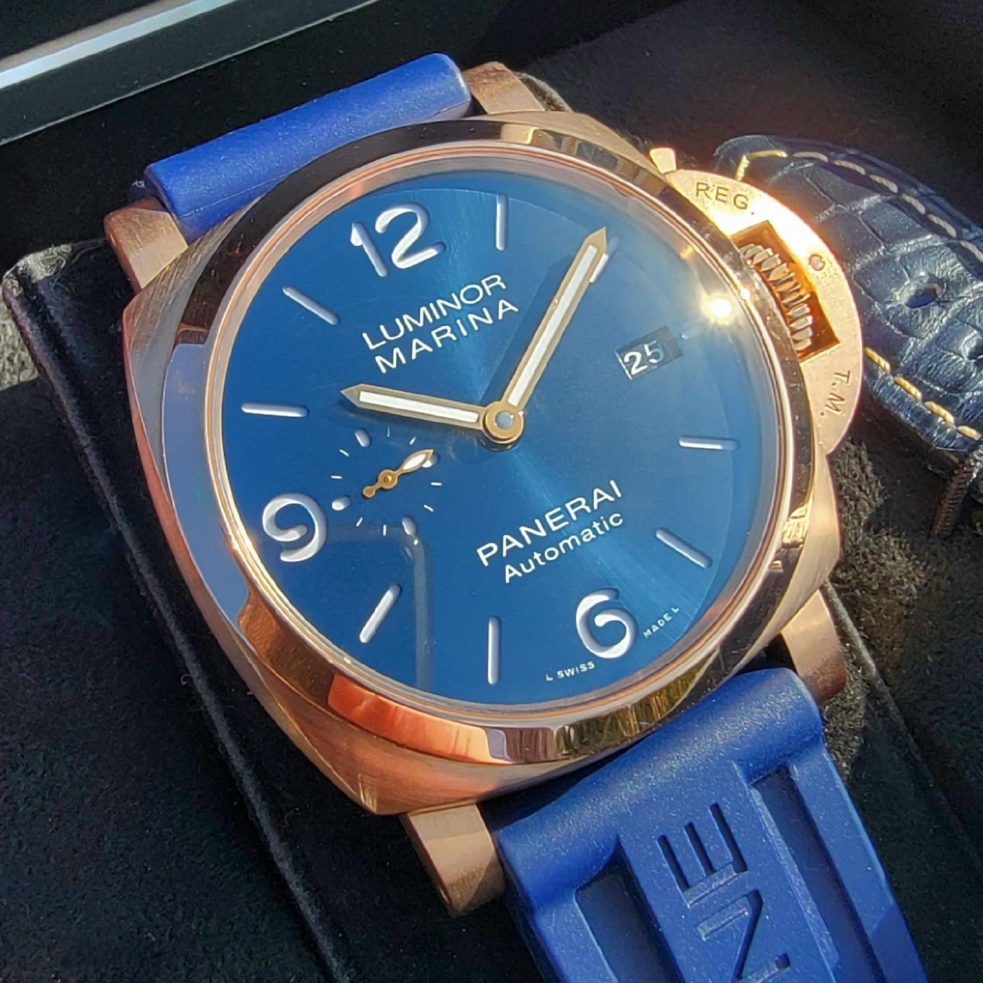 WTS WTT Panerai Luminor Marina 44mm Rose gold blue dial with 3