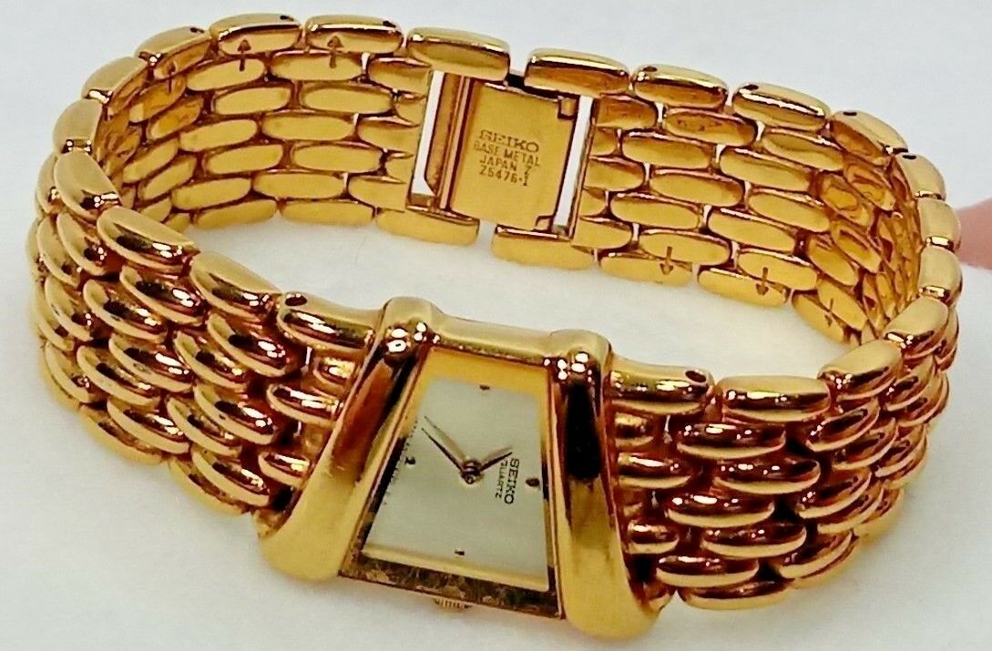 Vintage Women's Seiko 4N00-574H Gold Tone Watch New Battery Vintage Women's Seiko 4N00-574H Gold Tone Watch New Battery