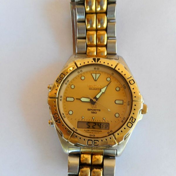 VINTAGE SEIKO QUARTZ SPORTS 150 ALARM CHRONOGRAPH / DIVERS WATCH/ H601