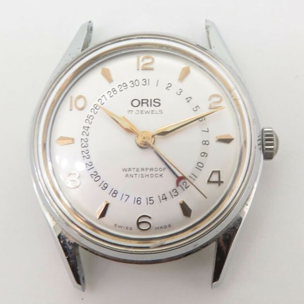 Vintage Oris 17 Jewel Pointer Date 30m Men's Watch 7295 $1 No Res