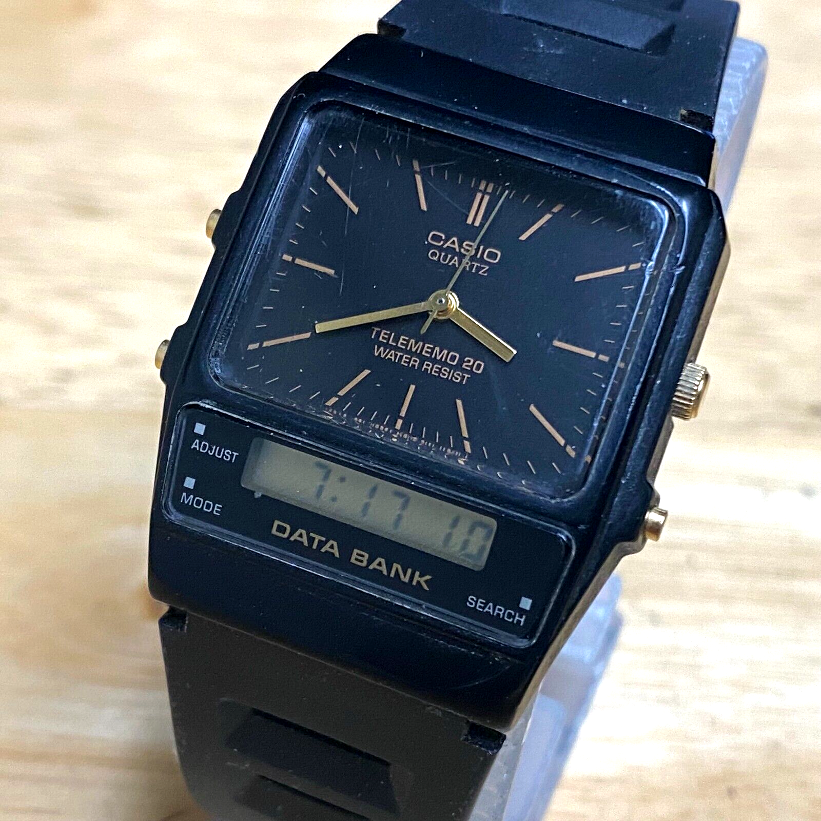 Vintage CASIO AB-10W Data Bank Men Analog Digital Quartz Chrono