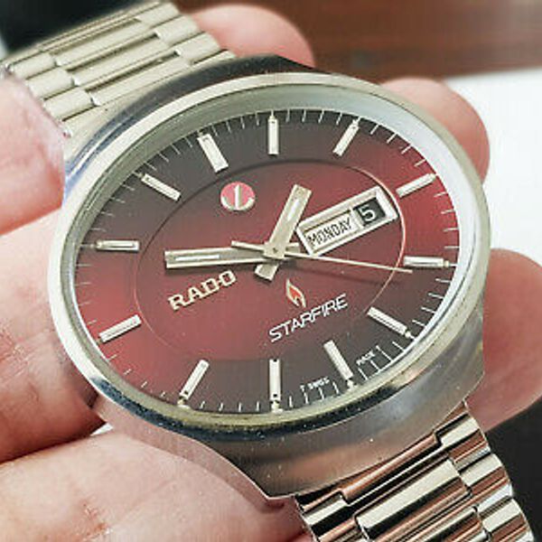 Oval Shape Rado VINTAGE RADO STARFIRE OVAL CASE AUTOMATIC DAY DATE MEN'S RED Dial ...