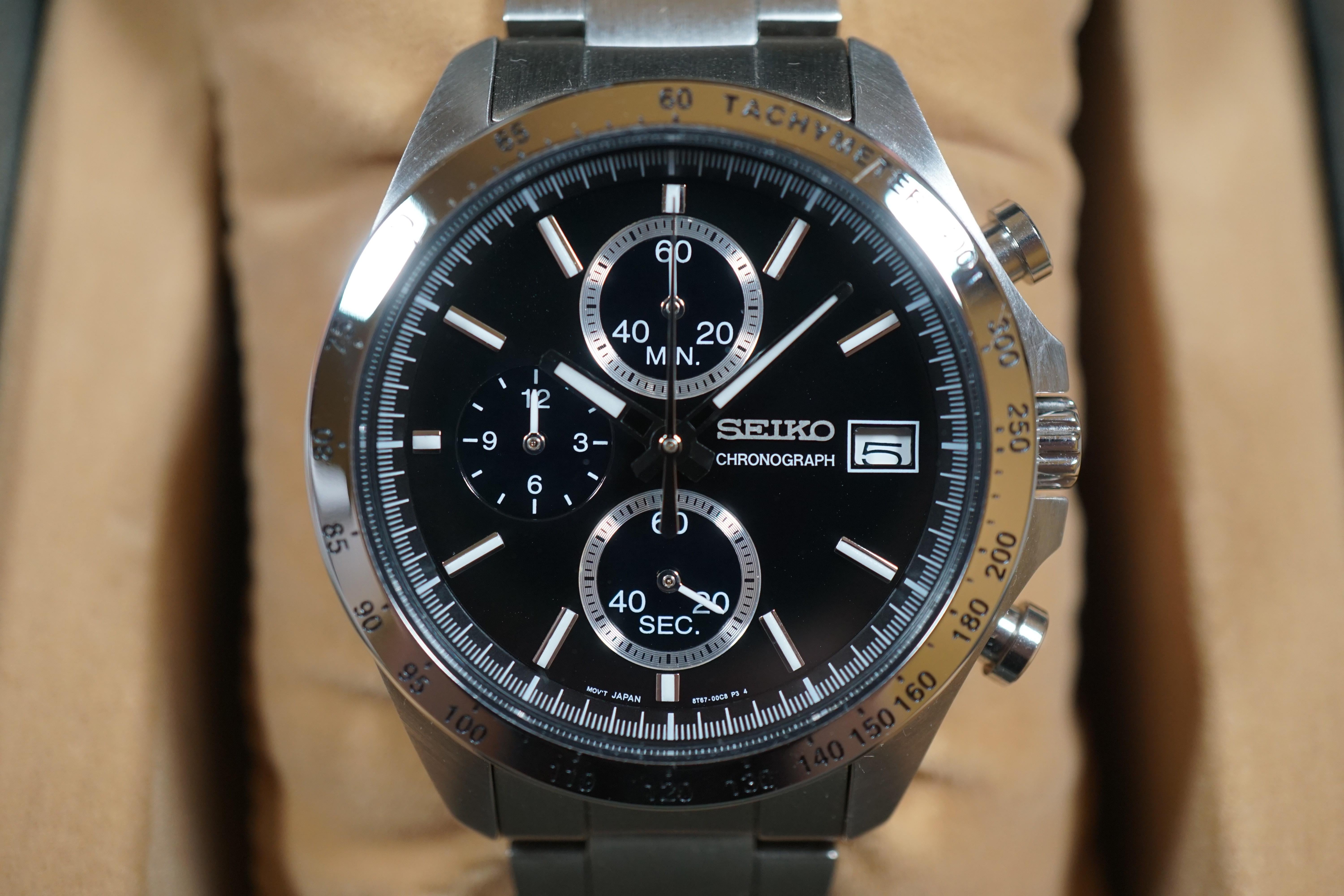 Unused] SEIKO Chronograph 8T67-00C0 SBTR005 Black Men's