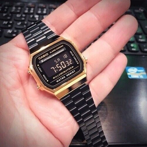 Casio A168WEGB 1B Vintage Watch Black Gold WatchCharts Marketplace