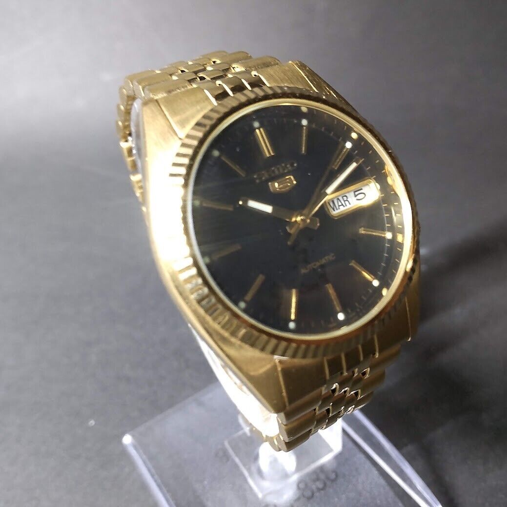 Seiko 7S26-0500 SNXZ16 Gold Black Rare Automatic Men's Watch(Near