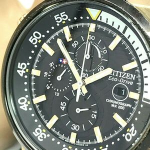 Citizen Eco Drive Chronograph Gold & Black Rubber Band Men's