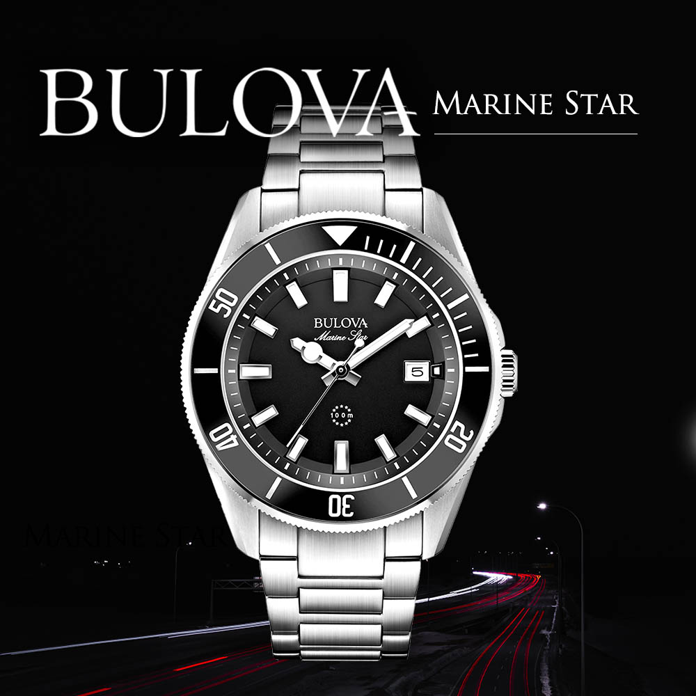 Outlet Bulova Watch BULOVA Men s Watch Marine Star Marine Star Quartz Metal Belt Silver Blackface 98B203 WatchCharts