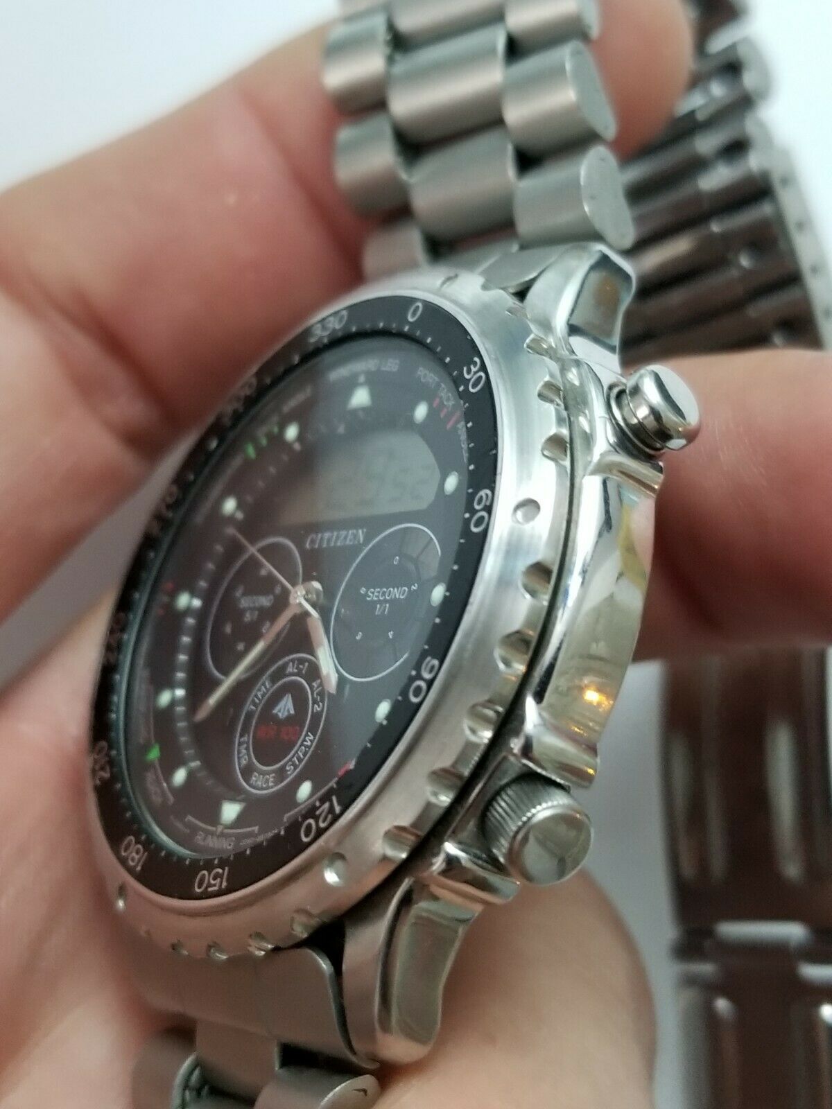 VINTAGE CITIZEN YACHT TIMER C050-088379 K DIGITAL LCD ANALOGUE 