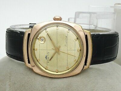 Montre Vintage FORTIS Rectangle Années 40 - Mécanique Manuelle, Boîtier Plaqué Or, Bracelet Cuir, Garantie 2 Ans