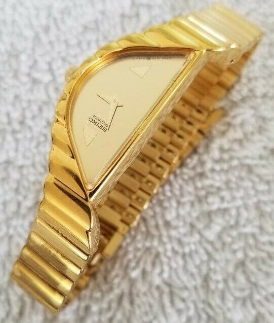 RARE Vintage Seiko retailer Quartz HALF MOON Gold Tone Womens Watch 1F20-5D59