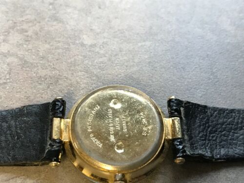 Vintage Romano Women s Watch 18k Gold Plated Black Leather Band Bin E WatchCharts Marketplace