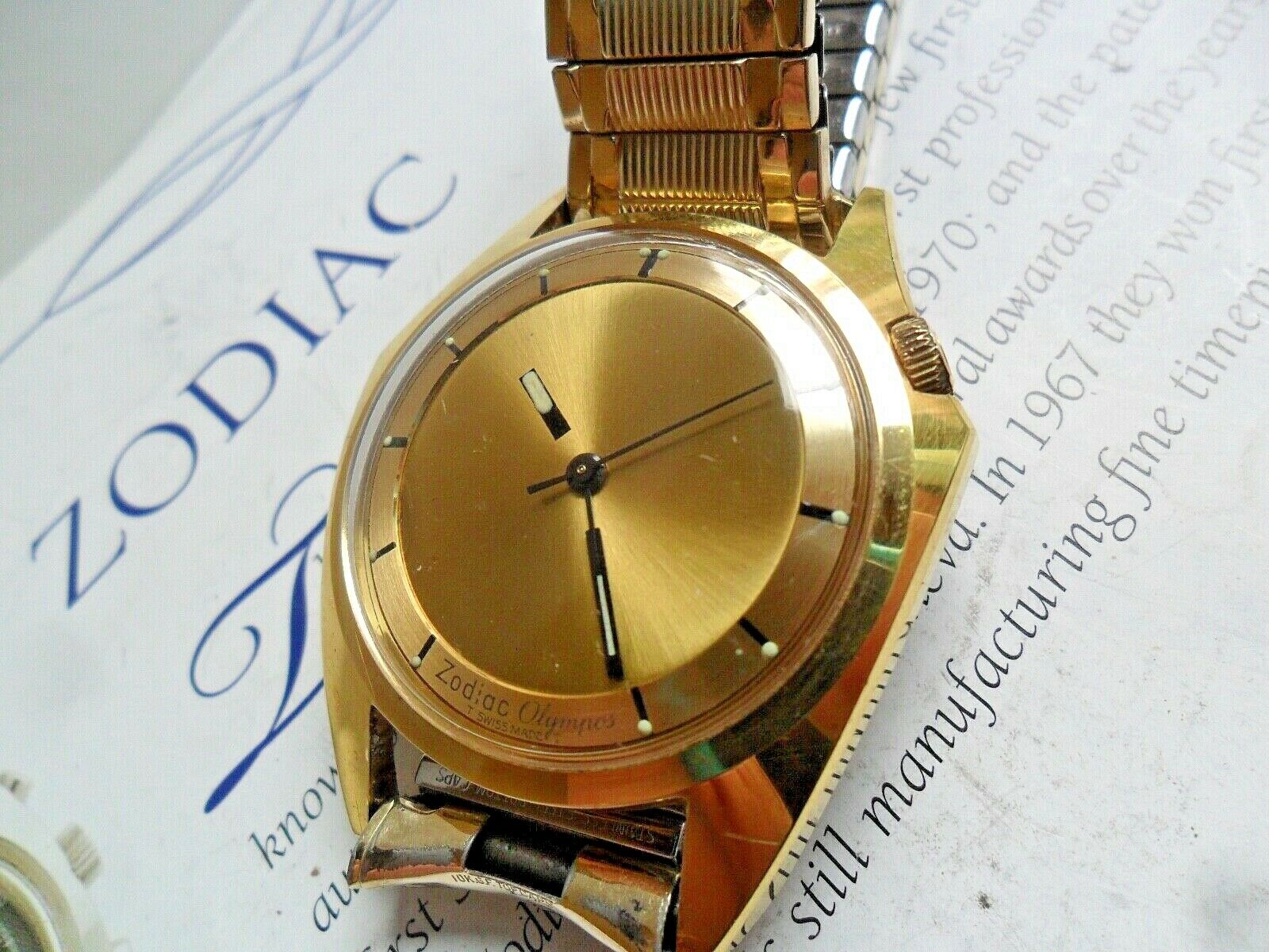 Shield Shaped Mystery Dial Vintage 1970's Men's Zodiac Olympos