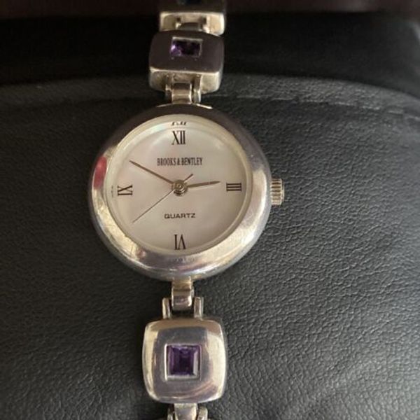 Brooks & Bentley 925 solid silver 'Monte Carlo' quartz watch gemstone strap WatchCharts