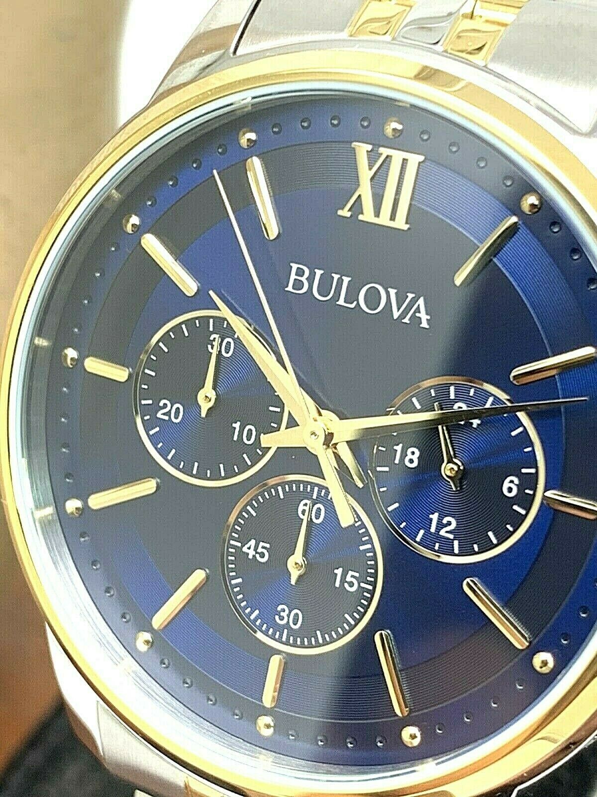 Bulova Men s Watch 98A274 Quartz Chronograph Blue Dial Two Tone