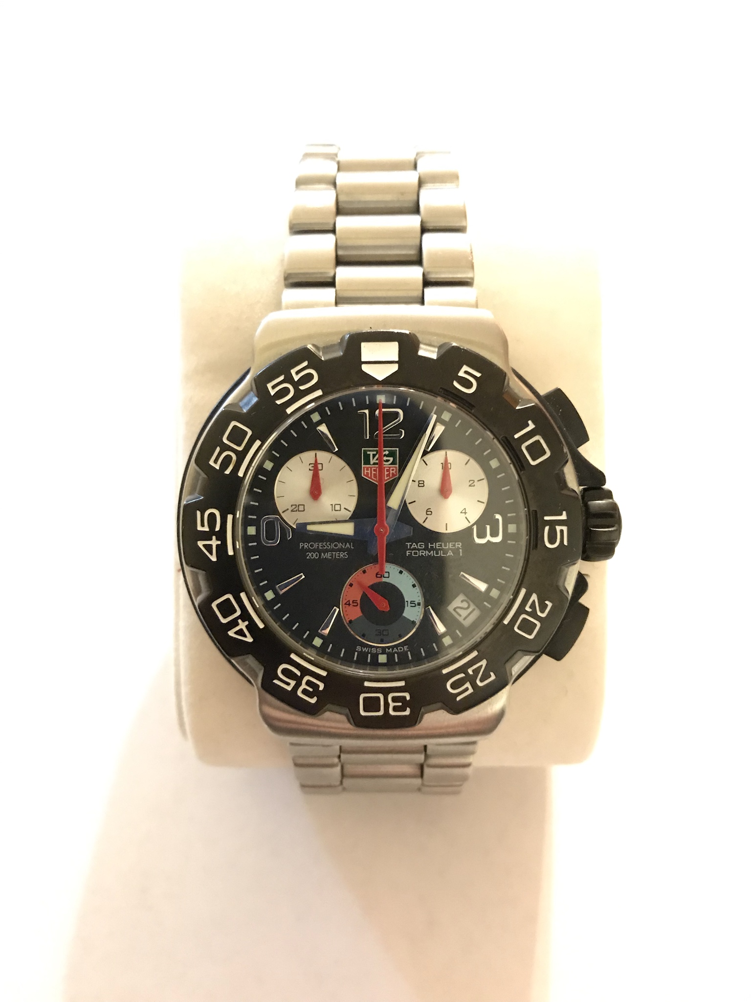 Corona E Tubo Ricambio TAG Heuer Originale - Modelli CAC1110, 111C, 111D, WAC111X - Acciaio Nero