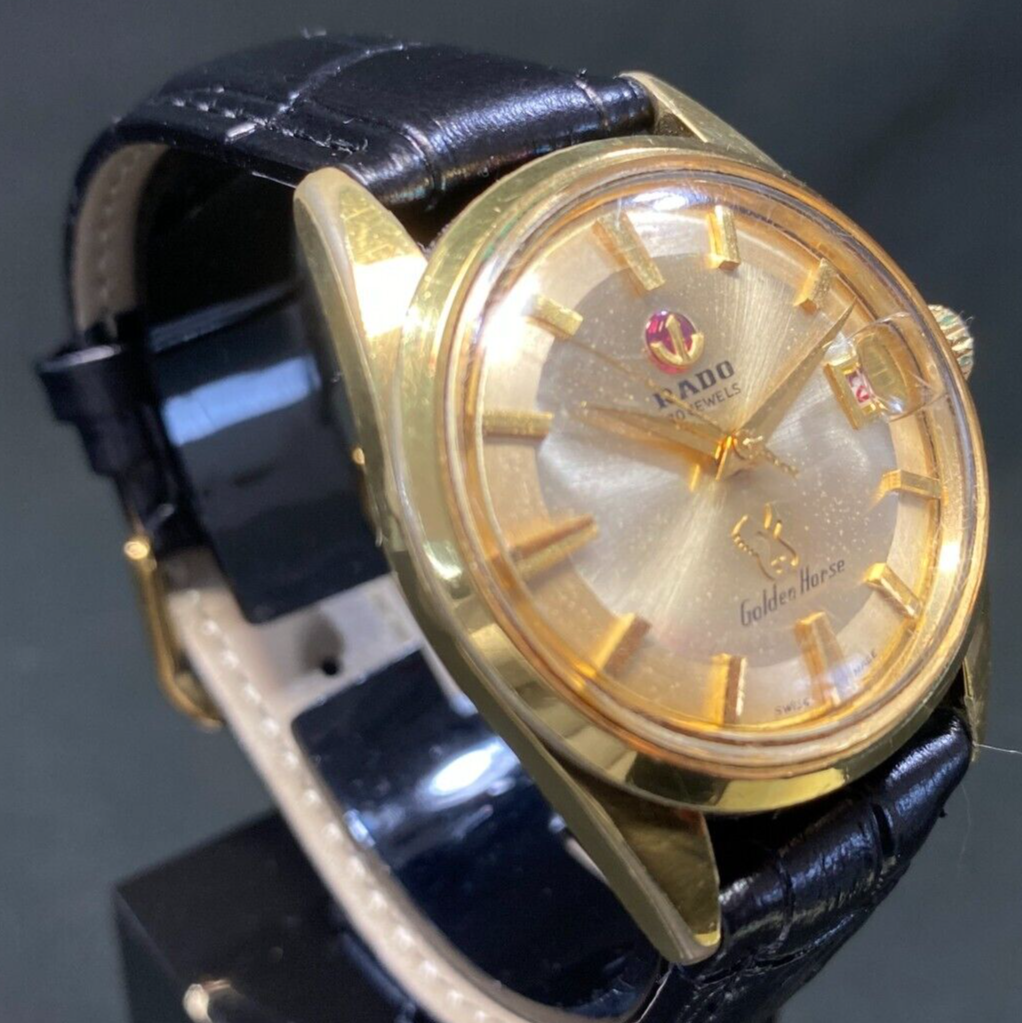 VINTAGE RADO GOLDEN HORSE 11674 DATE MEN'S WATCH 30 JEWELS WORKING