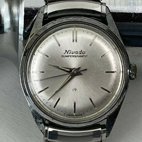 Vintage Nivada Compensamatic Mens Watch 17 Jewels Stainless Running ...