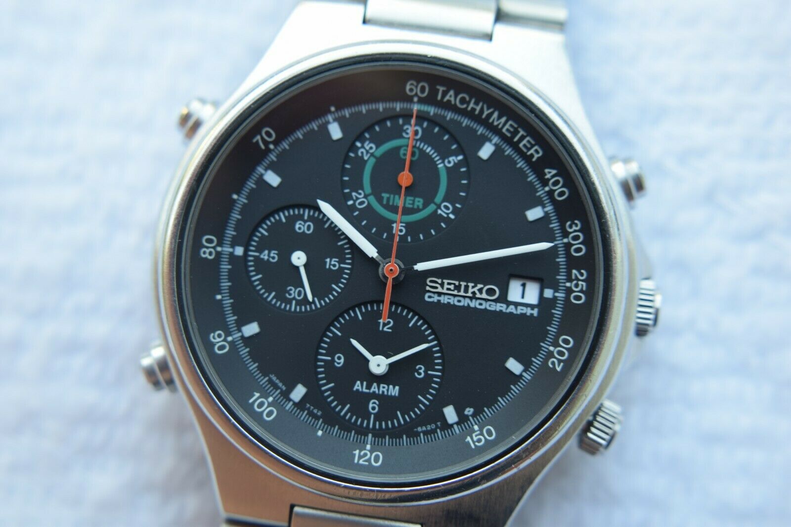 Serviced Seiko Speedmaster 7T42-6A10 Chronograph SBBR003 July 1992