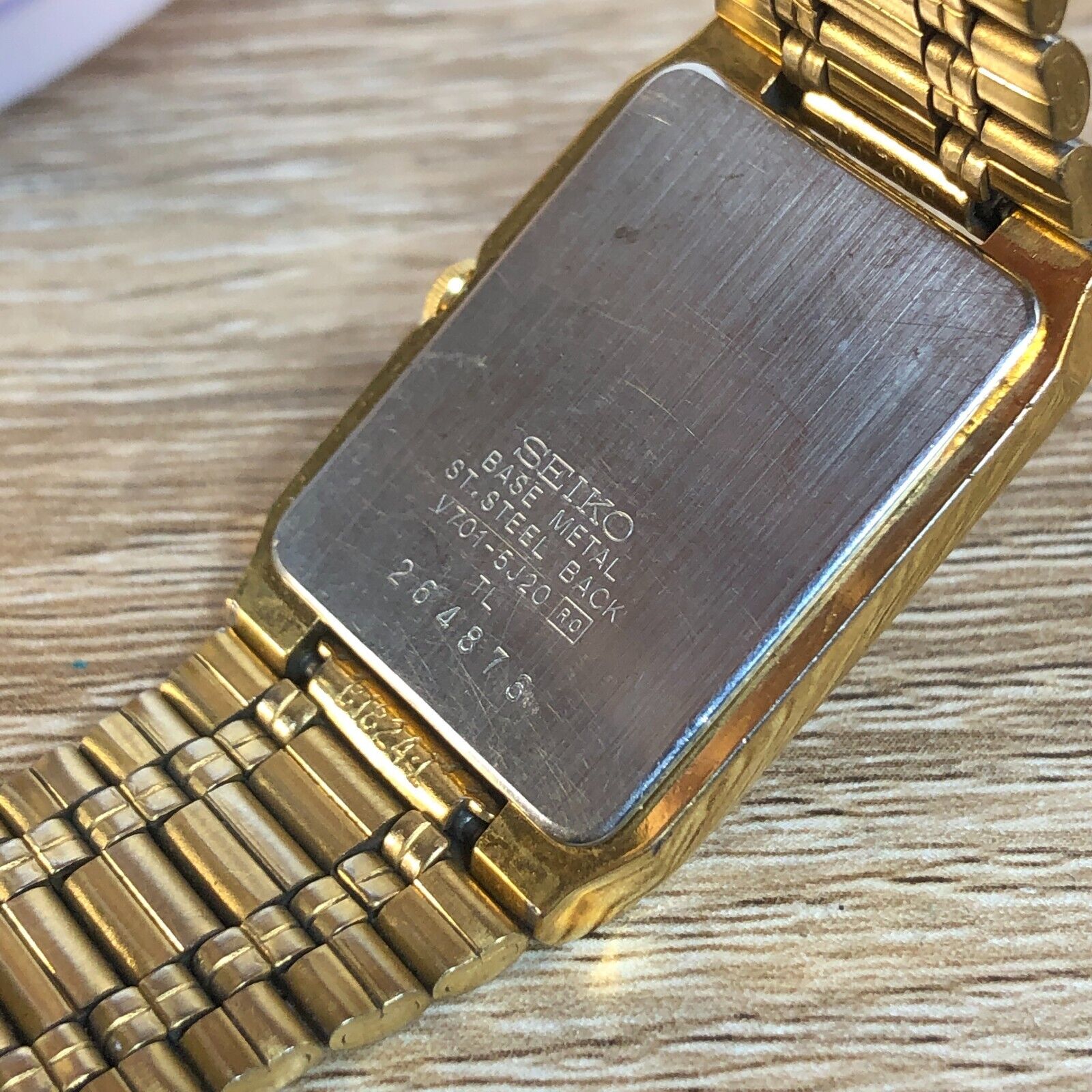 Vintage Seiko SX Tank Quartz Watch Unisex Gold Tone Black Dial V701-5G20 Vintage Seiko V701 5J00 Black Dial Men Quartz Watch Japan  main image 2