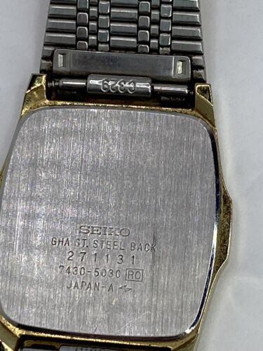 Seiko Mens 7430-5030 Quartz Watch Gold Tone VINTAGE Japan