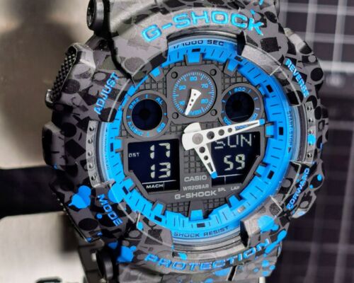 Casio G-Shock GA-100 STASH Graffiti Collab Black Blue Grey