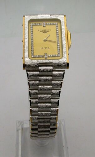 VINTAGE LONGINES MENS QWR MZ 5714 0961 2 TONE DIAMOND DIAL QUARTZ