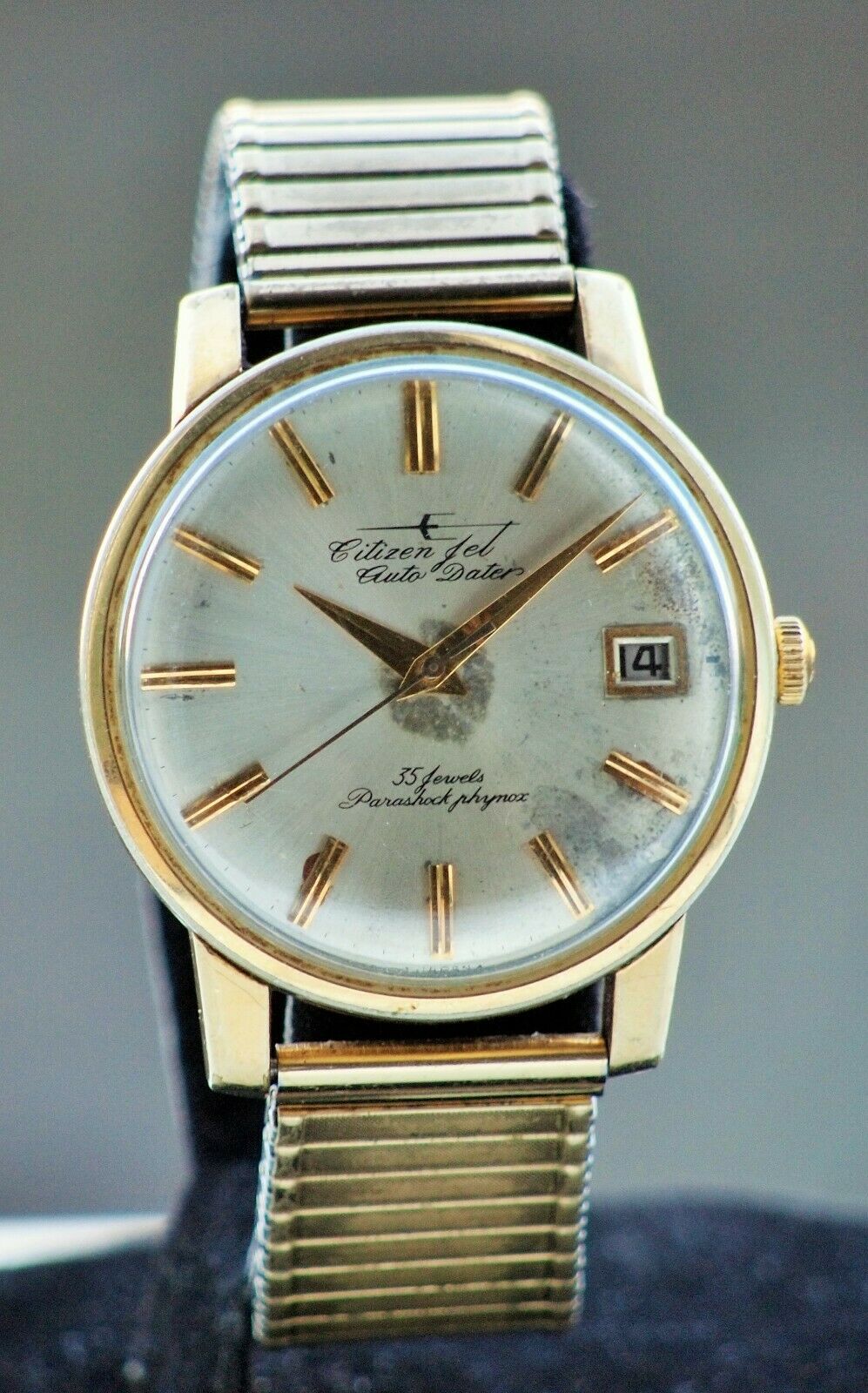 Rare VTG Citizen Jet Auto Dater 35 Jewels Automatic 14K 80