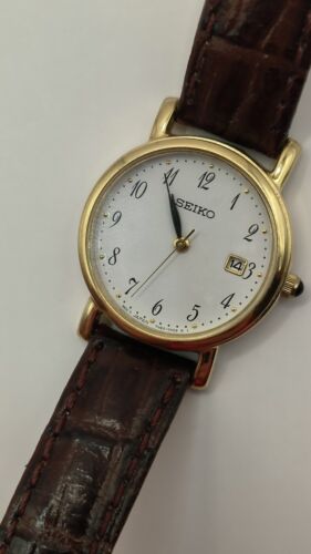 Seiko 7N82-0DL0 Quartz Sapphire Crystal Gold Ladies Watch 1997