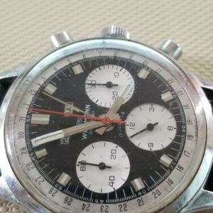 Vintage 1960 S Wakann Reverse Panda Dial Chronograph Mens Wristwatch Breitling Watchcharts