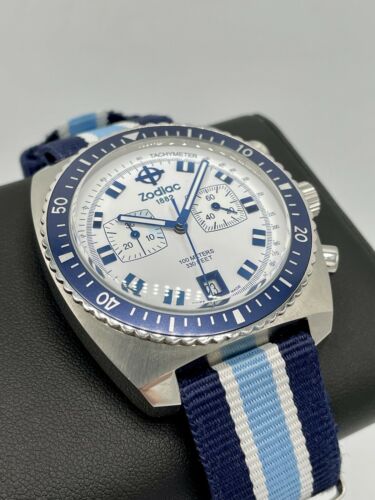 Zodiac Sea Dragon Chronograph Swiss Quartz ZO2259 Blue White 42.5