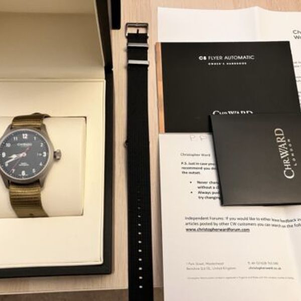 Christopher Ward C8 Flyer Mark 1 (Mk1) 38mm Silver/Black Dial ...