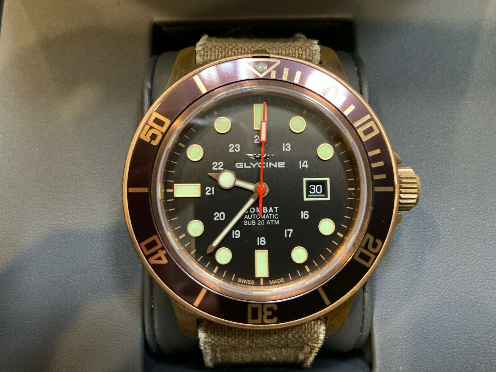 Glycine Combat Sub Bronze 48mm w GSD Canvas GL0243 WatchCharts