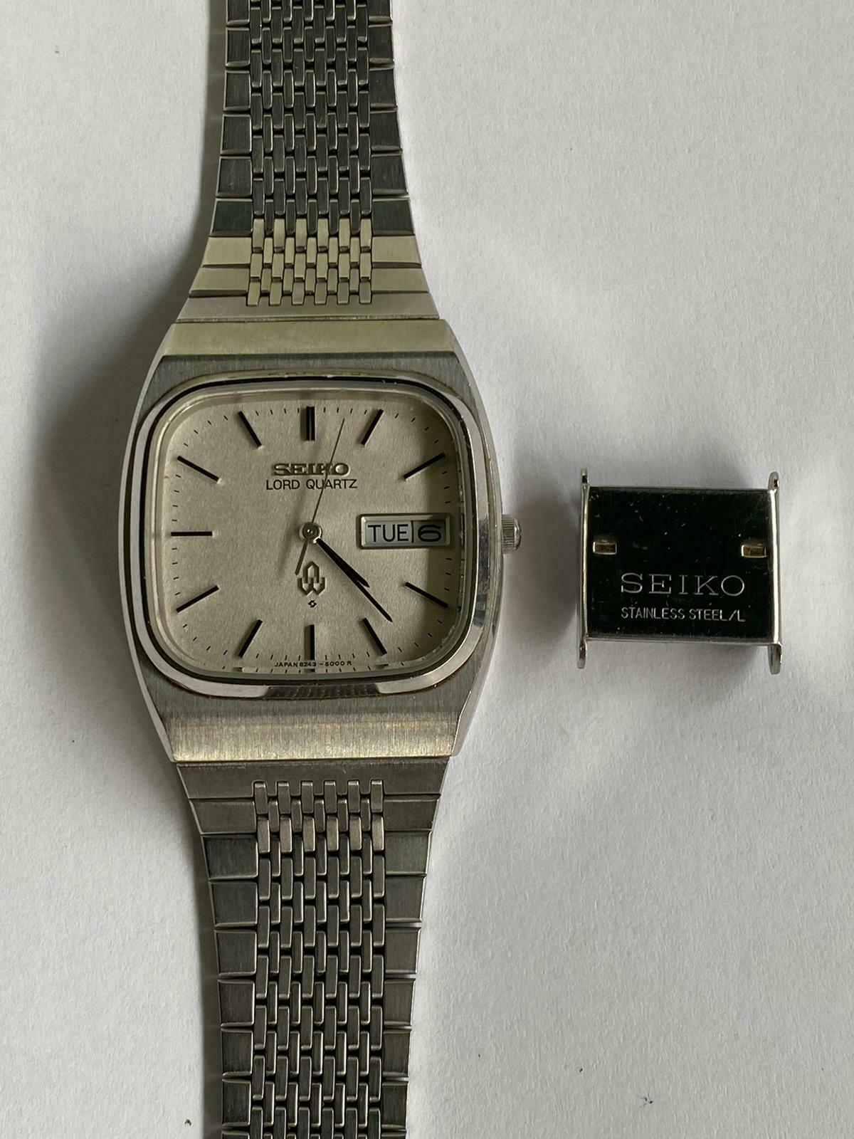 Seiko LORD QUARTZ 8243-5000 Day Date Vintage Men's Stahl Herren