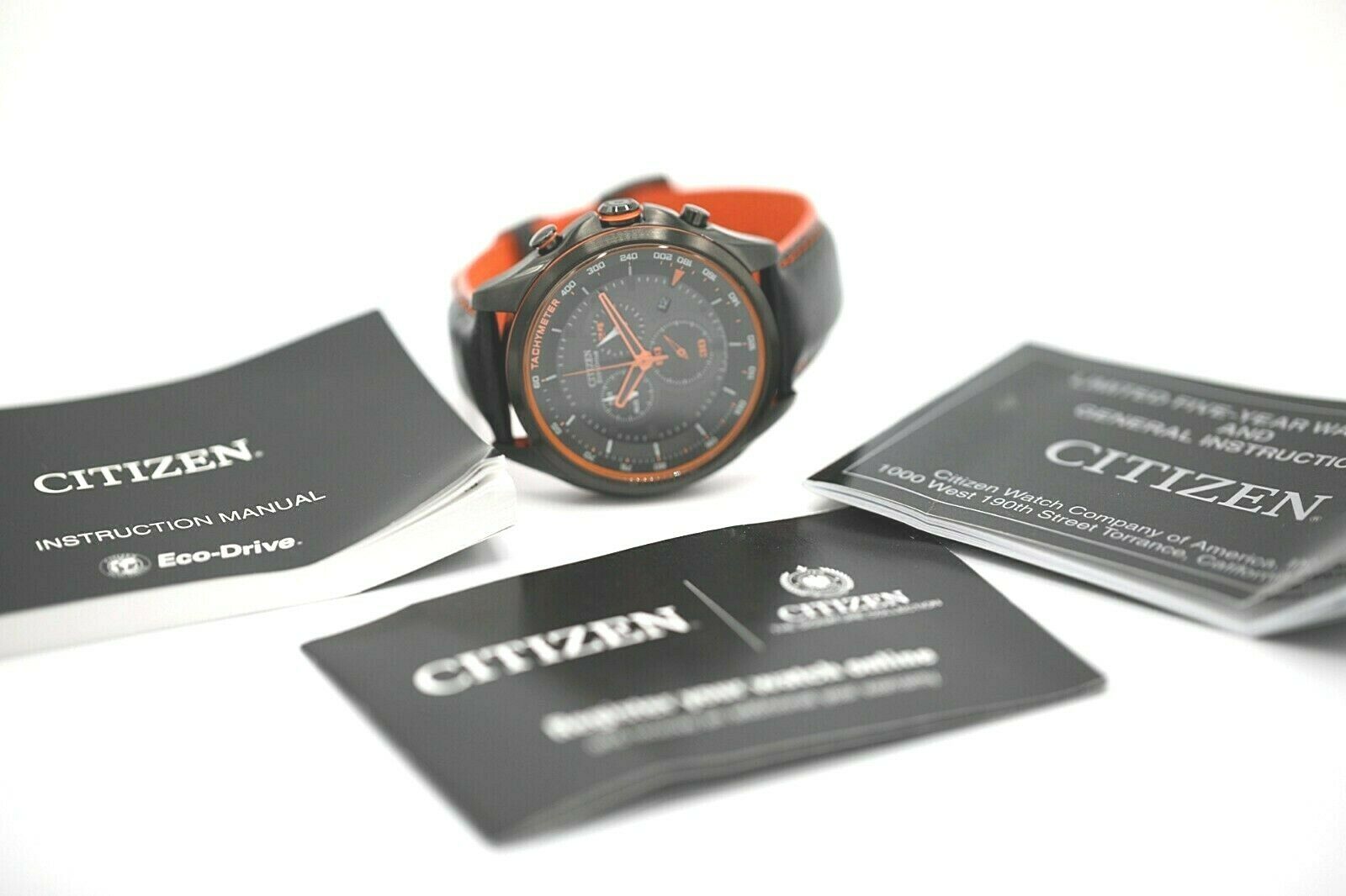 Citizen Eco Drive H504 S085969 Black Orange Dial Chronograph