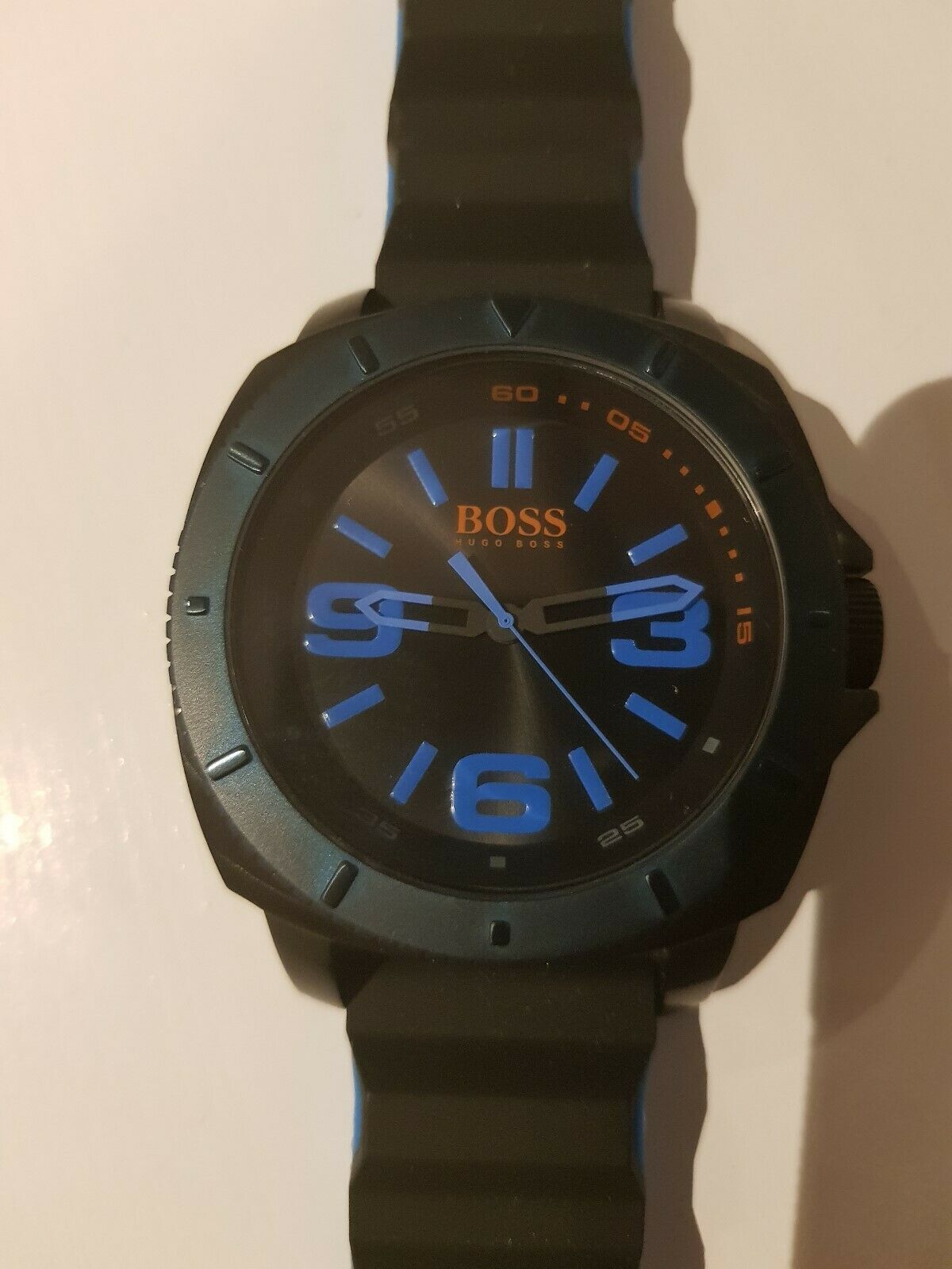 hugo boss watch blue rubber strap