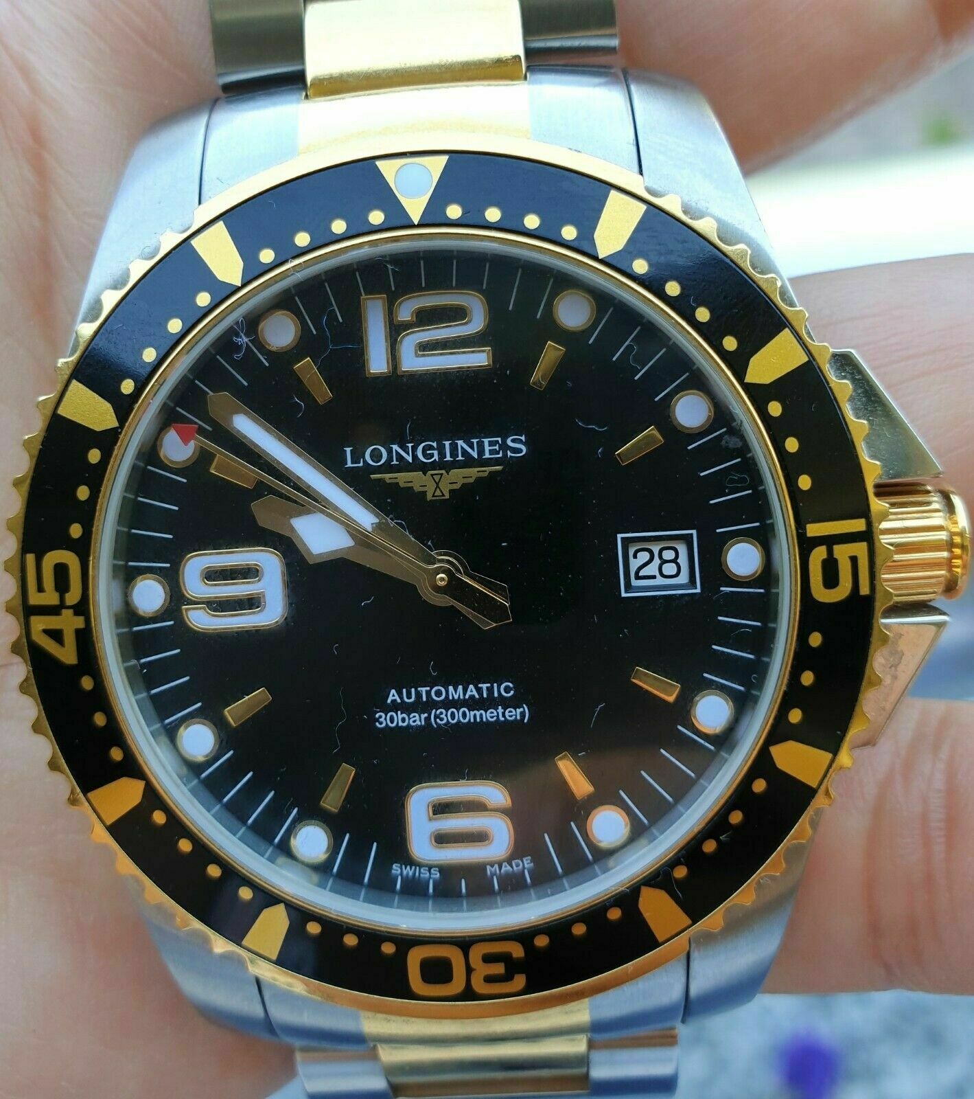 Longines L37423 HydroConquest Gold Two Toned Automatic Black Dial