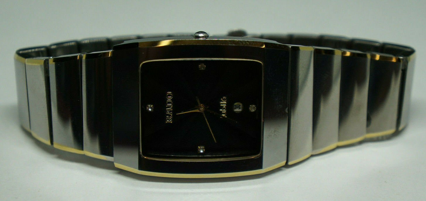 Rado Jubile Swiss 148.0288.5 4 Diamond Silver & Gold Tone Watch 