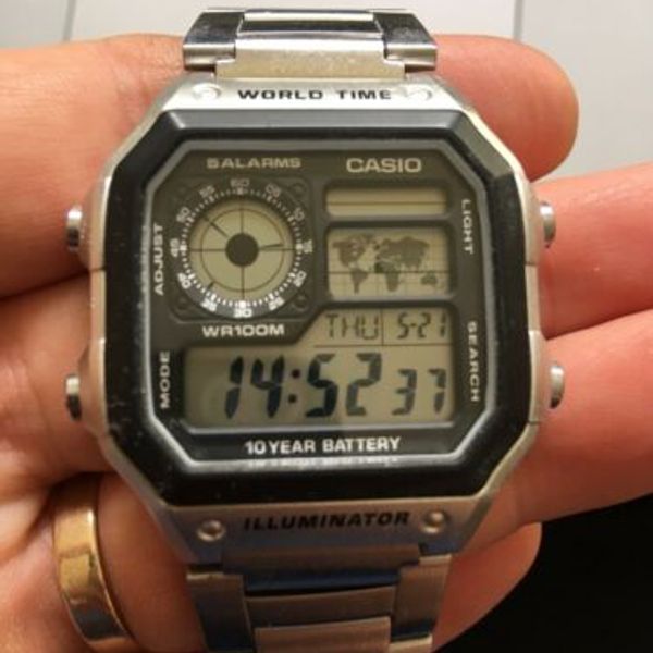 Fabulous Men's Stainless Steel Casio World Time Illuminator Chronograph