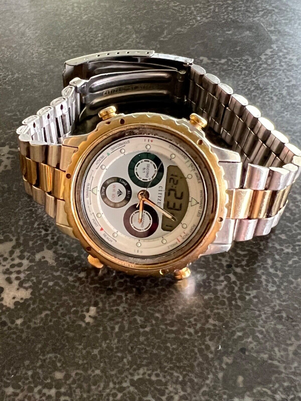 VINTAGE CITIZEN YACHTING~ C050-088387 K~ DIGIT/ANAL. ALARM/CHR 