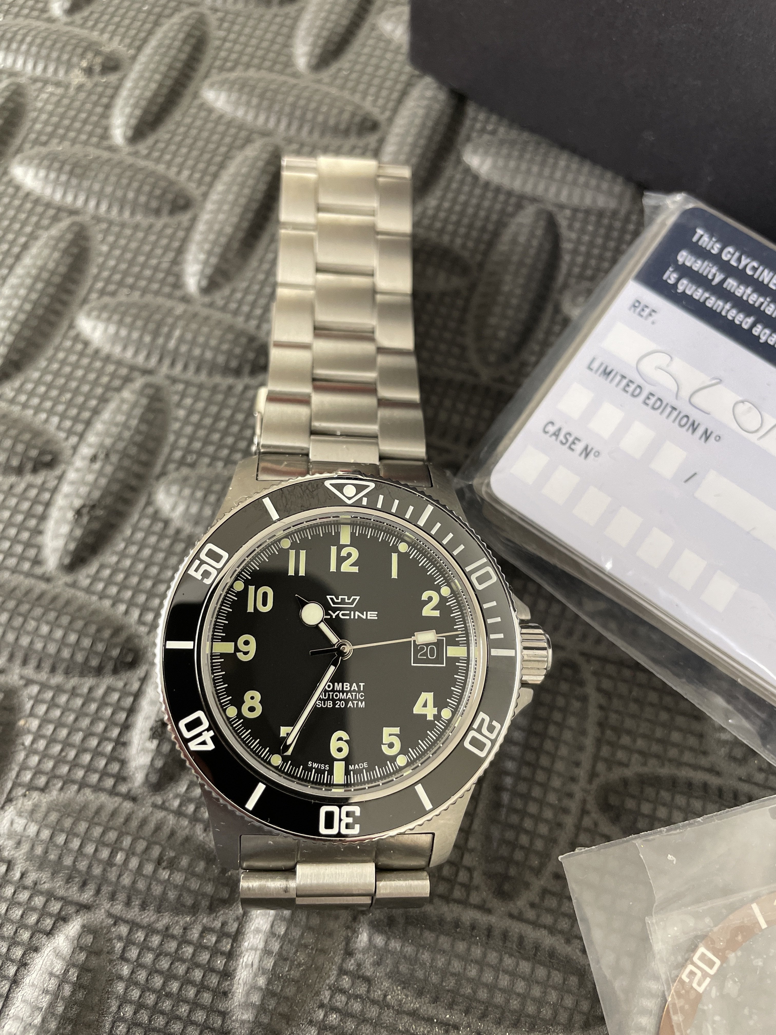 Glycine Combat Sub GL0171 black dial with ceramic bezel insert 300 USD WatchCharts Marketplace