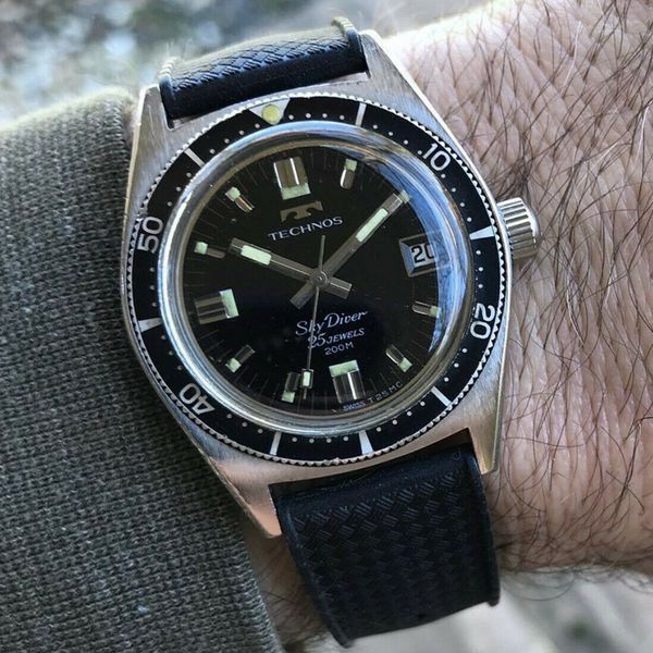 Vintage Technos Sky Diver Super Compressor Watch. Titus Calypsomatic ...