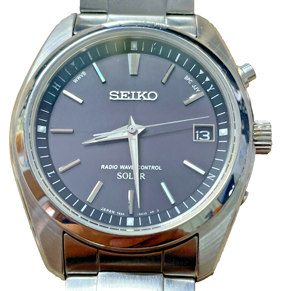 Used Seiko Spirit 7B24-0AN0 Date Radio wave control Silver Solar 