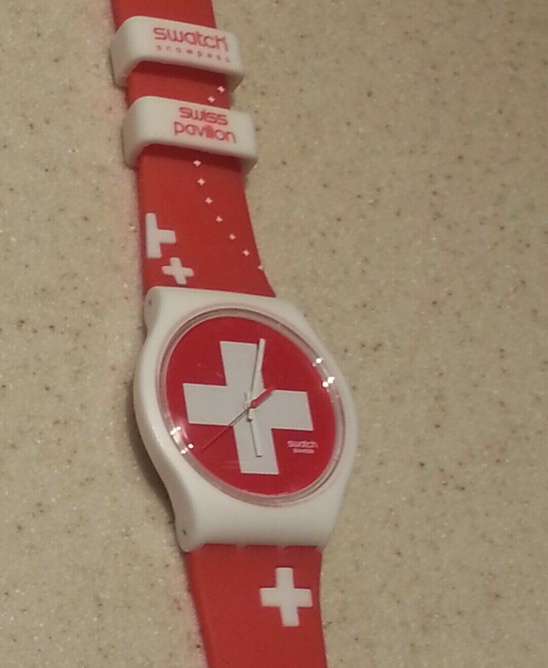 Swatch Snowpass Swiss Pavilion white Cross on Red Swiss