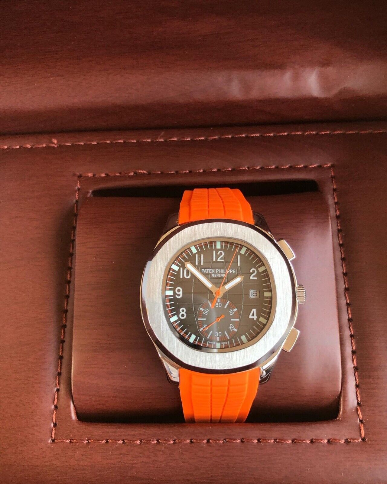 Patek Philippe 5968A Aquanaut Chronograph Orange Strap Mens Watch Box/